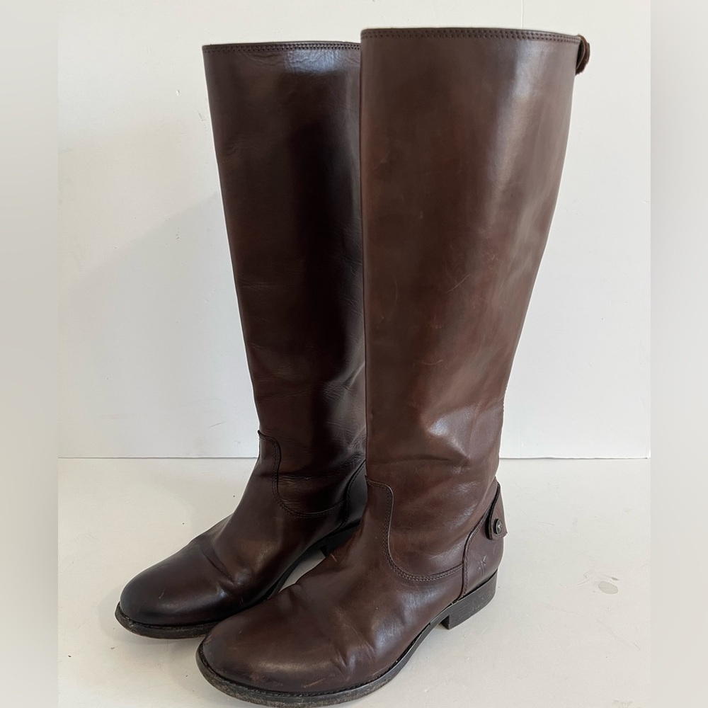 Frye Melissa Brown Leather Tall Riding Boots Size 7B